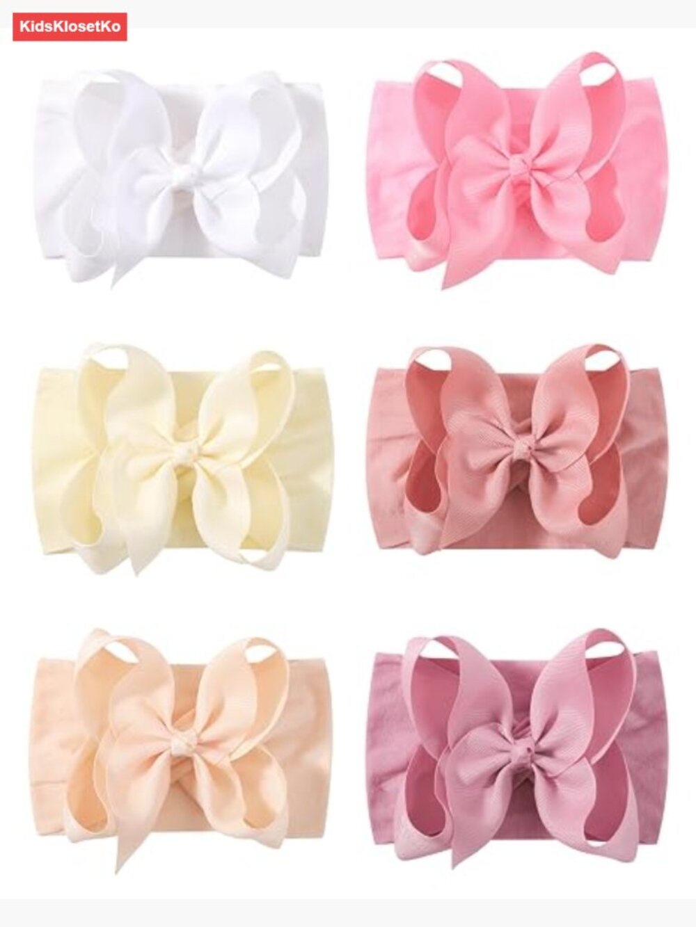 6pk Baby Girl Hair Bows Soft Nylon Stretchy Headbands Newborn Toddler